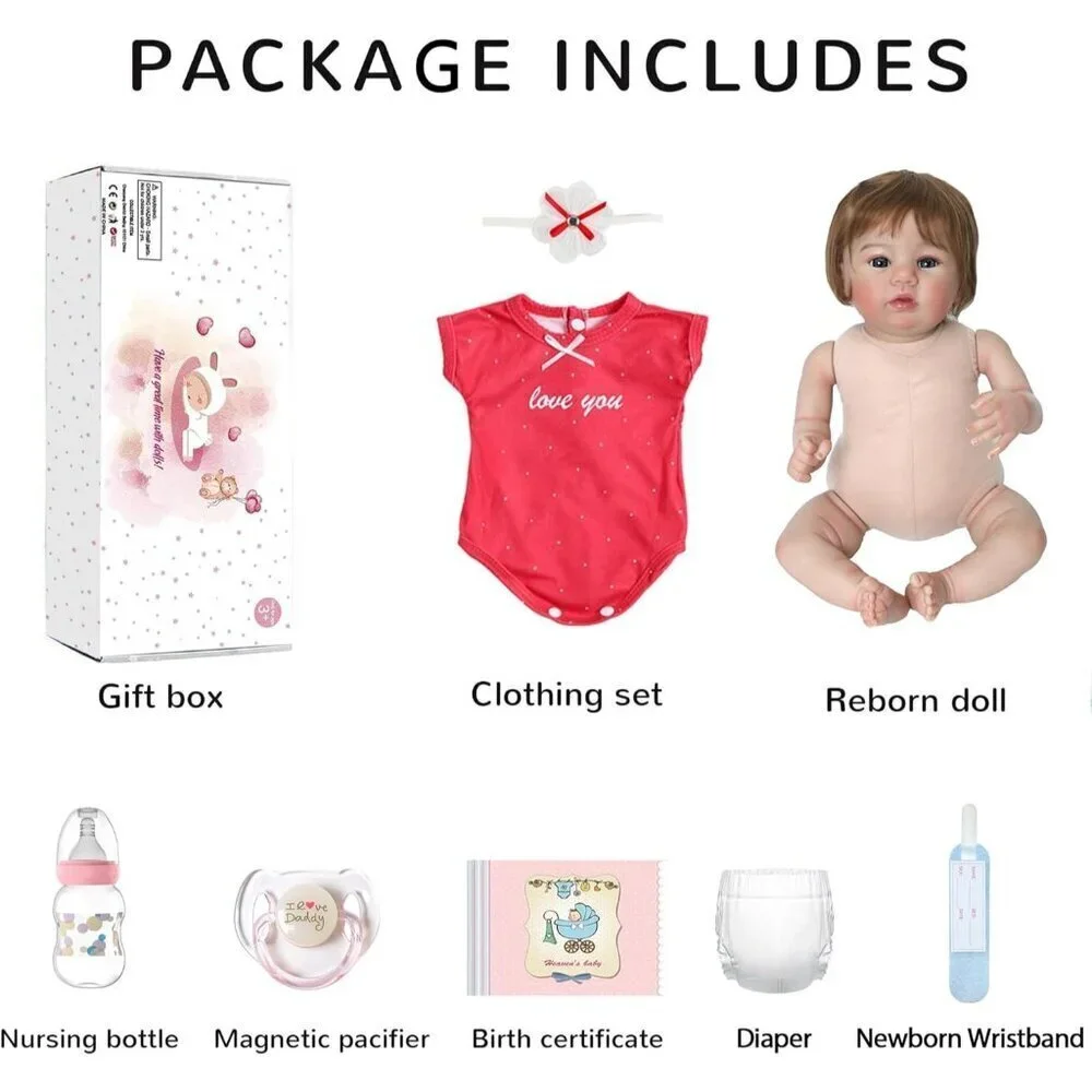 🆕18inch Soft Cloth Body Newborn Baby Poseable Limbs Bright Red with Clothes